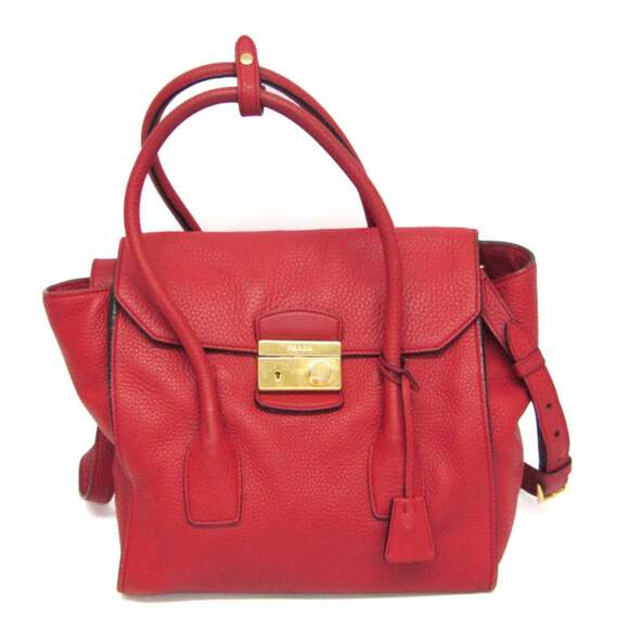 PRADA Handbags - Prada VIT DAINO BN2673 Women's Leather Handbag,Shoulder Bag Red Color